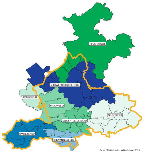 Gelderland gebiedsindeling